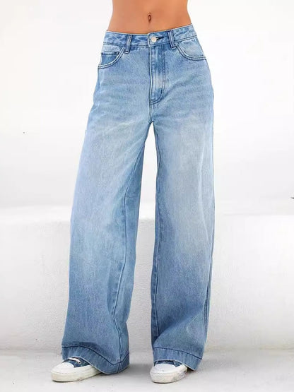 Plain Casual Loose Jeans